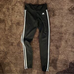 adidas Black Leggings with White Side Stripes